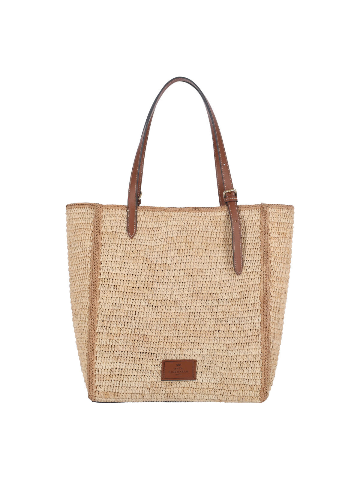 Woven Raffia Tote with Embroidered Eye Motif
