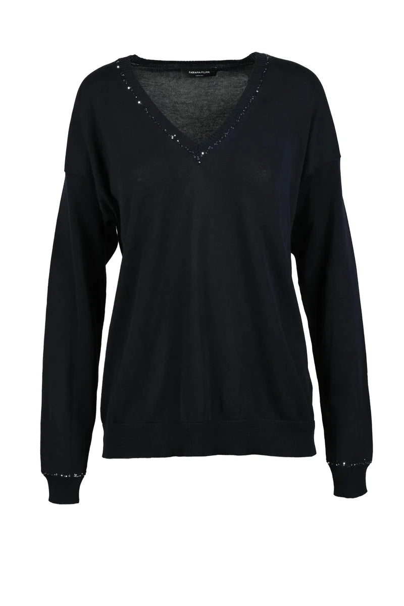 Cotton Crewneck Sweater - Blue