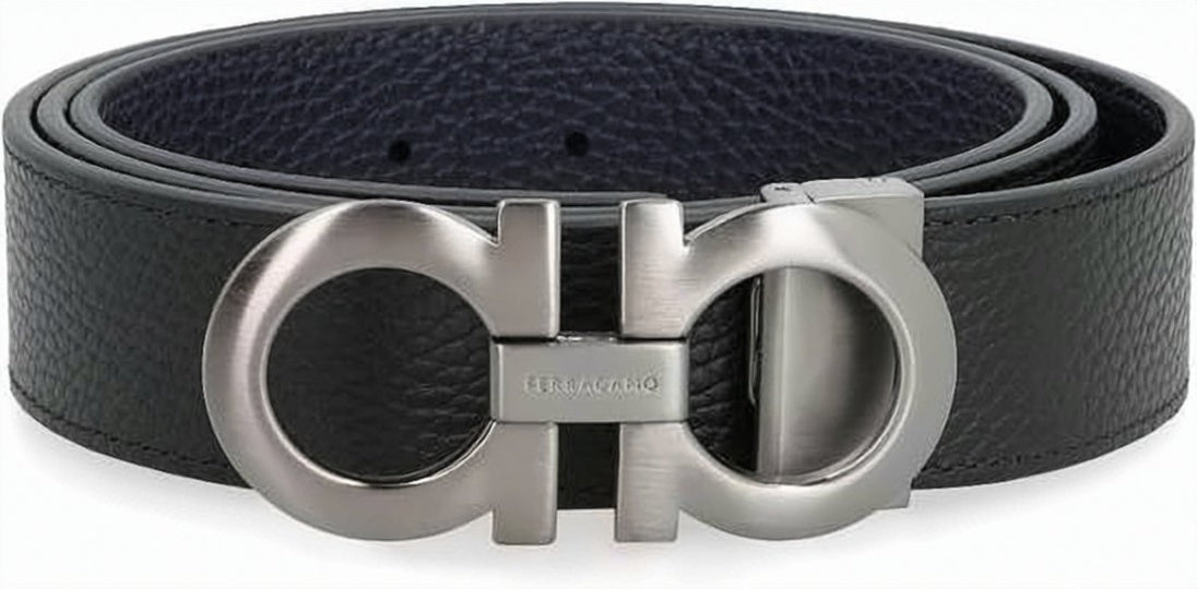 Textured Black Calf Leather Belt