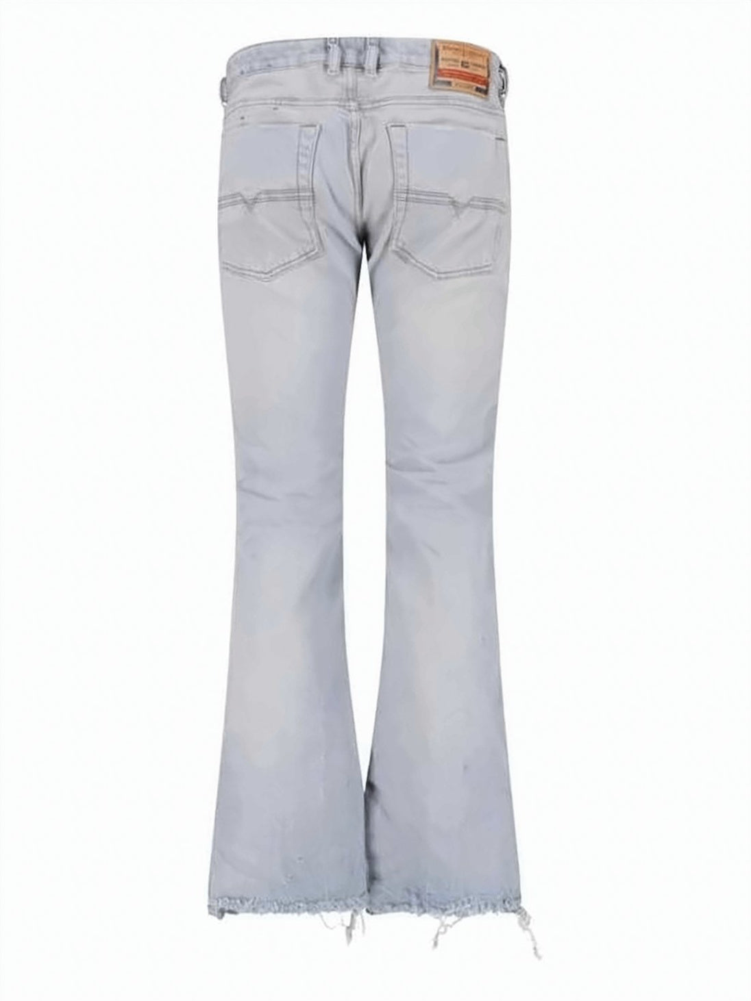 Light-Washed Denim Flared Pants with Raw Hems