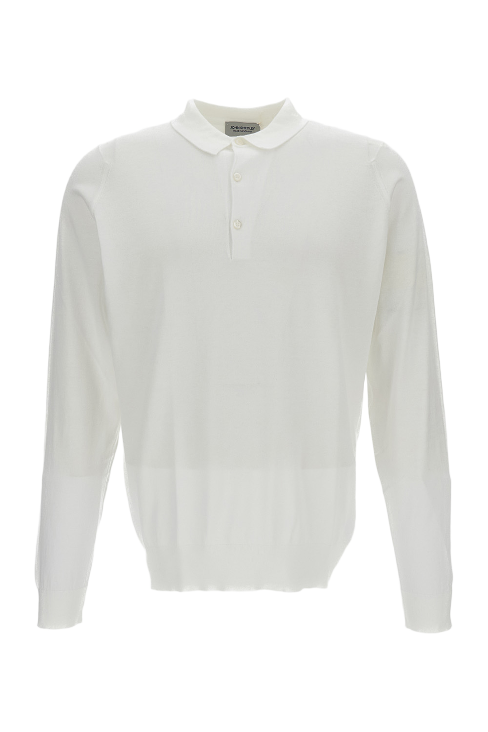 White Long-Sleeve Cotton Polo