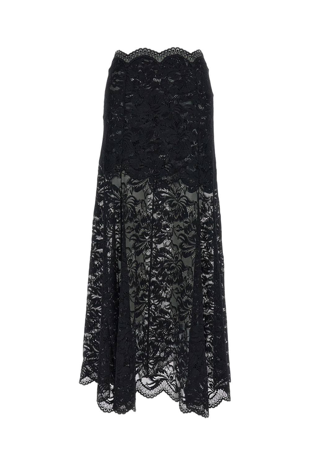 Ankle-Length Midi Skirt With Lace-Worked Pattern