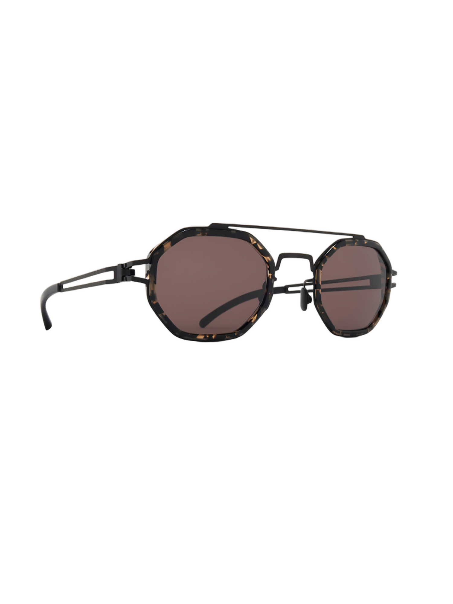 Octagonal Metal Sunglasses With Tortoiseshell Accents