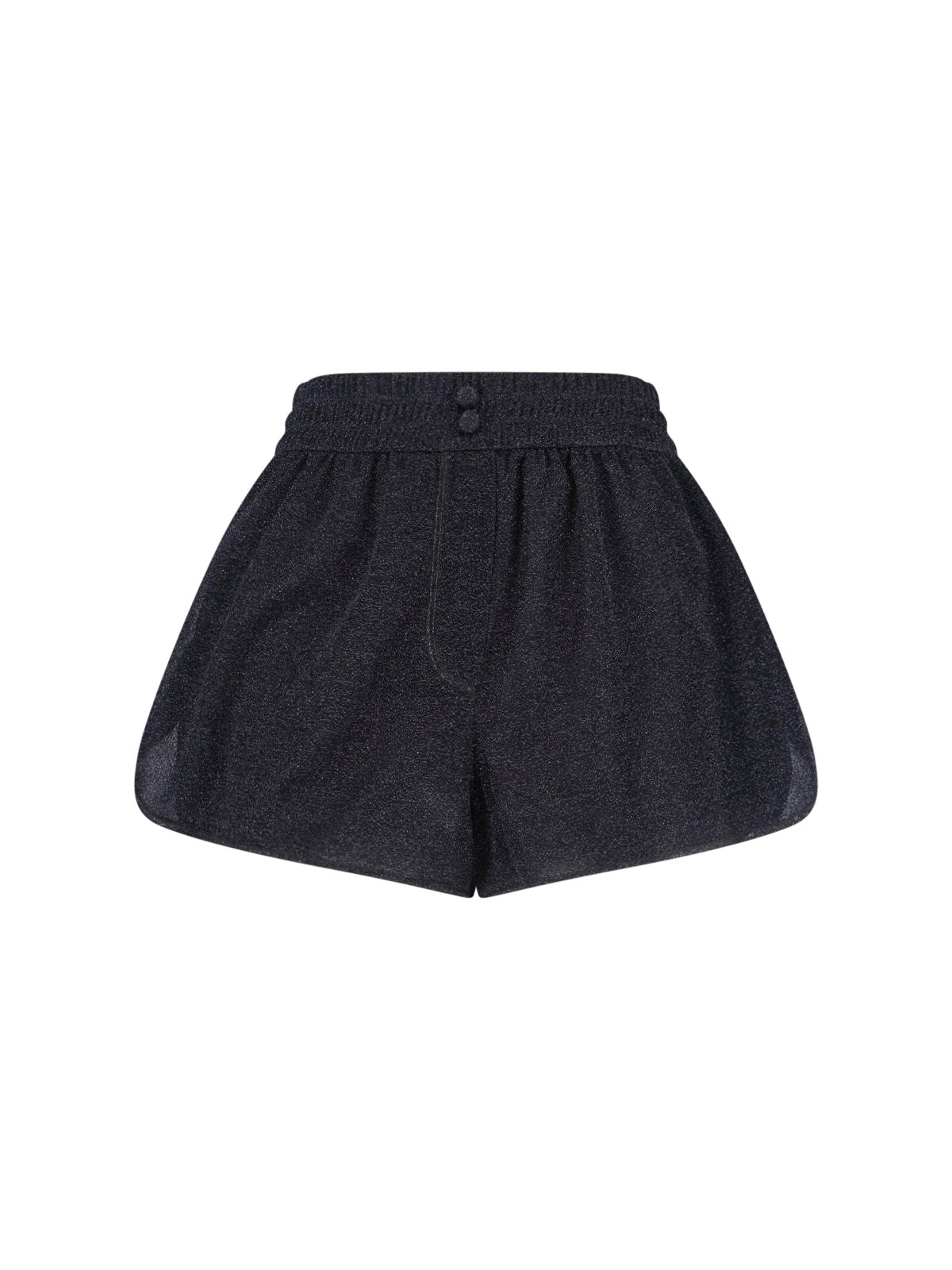 "Lumière" Oseree Shorts In Black Metallic Semi-Sheer Fabric