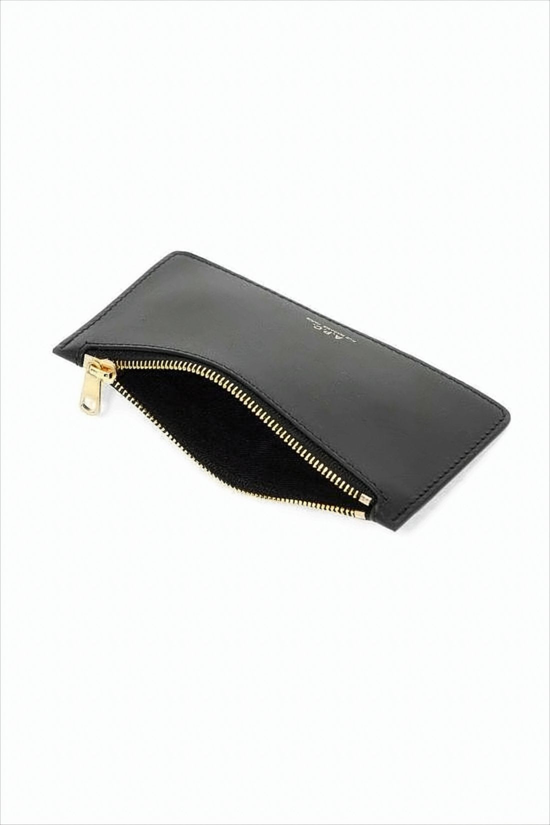Rectangular Black Wallet with Zip Closure