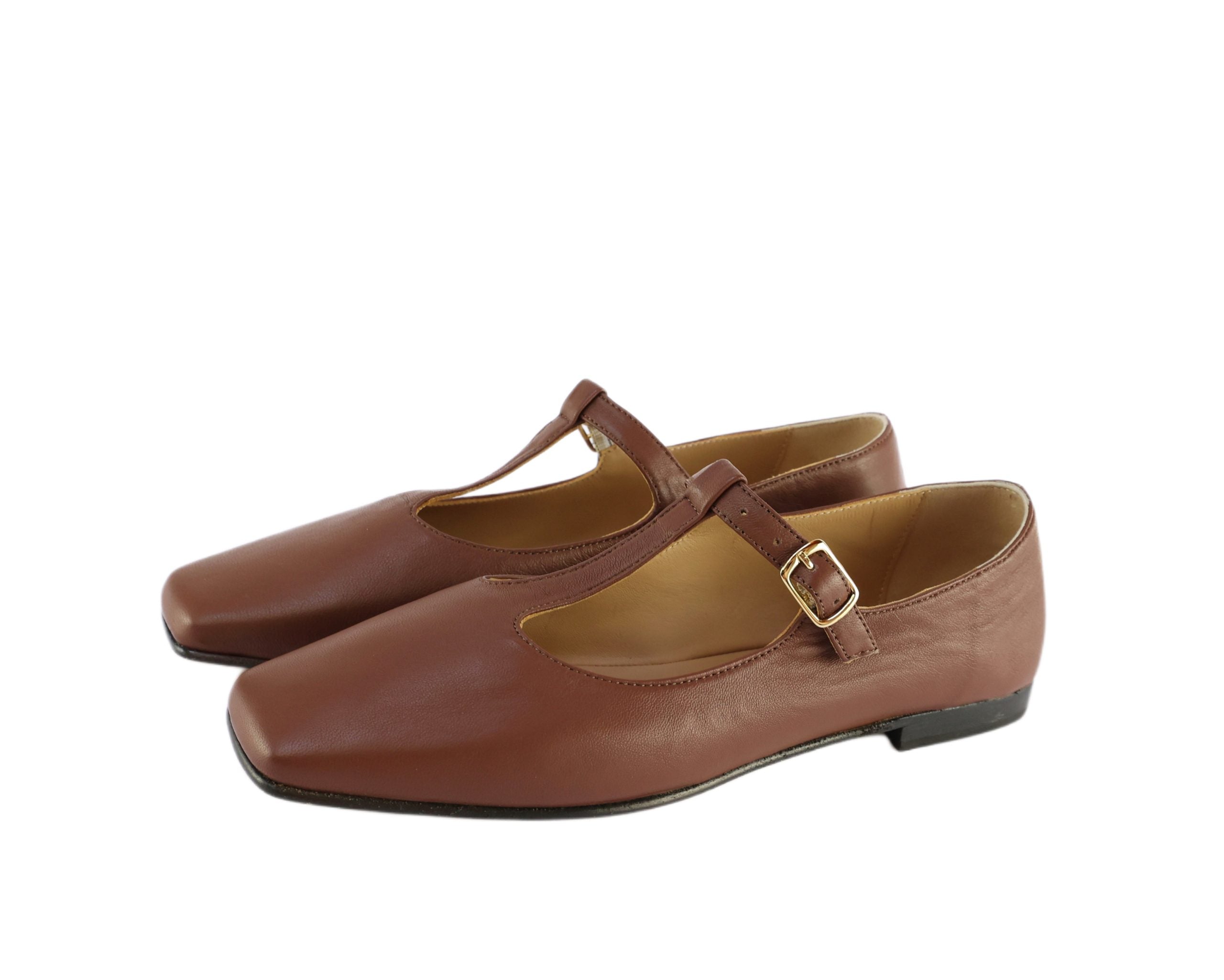Classic T-Strap Nappa Leather Flats