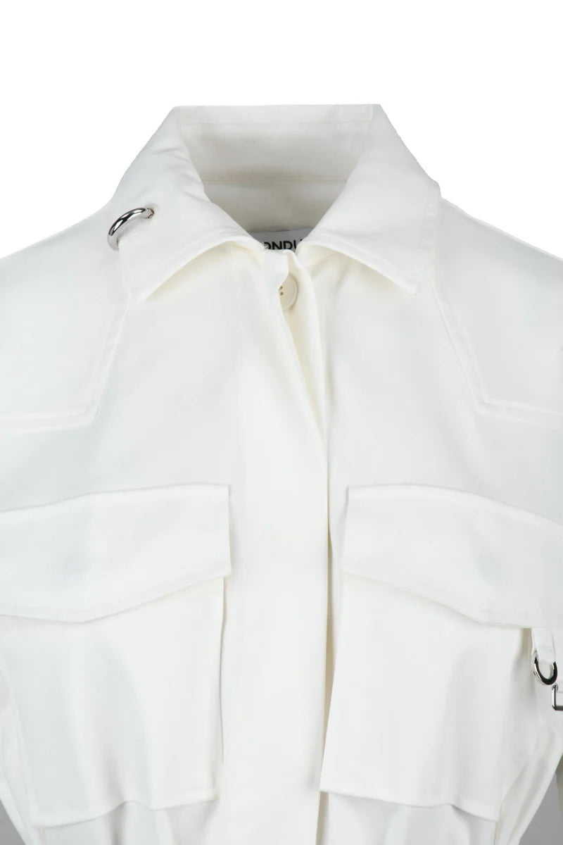 Shirt Dress Buttons Pockets - White