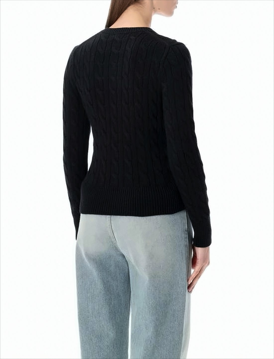 Textured Cable Knit Cardigan With Iconic Logo