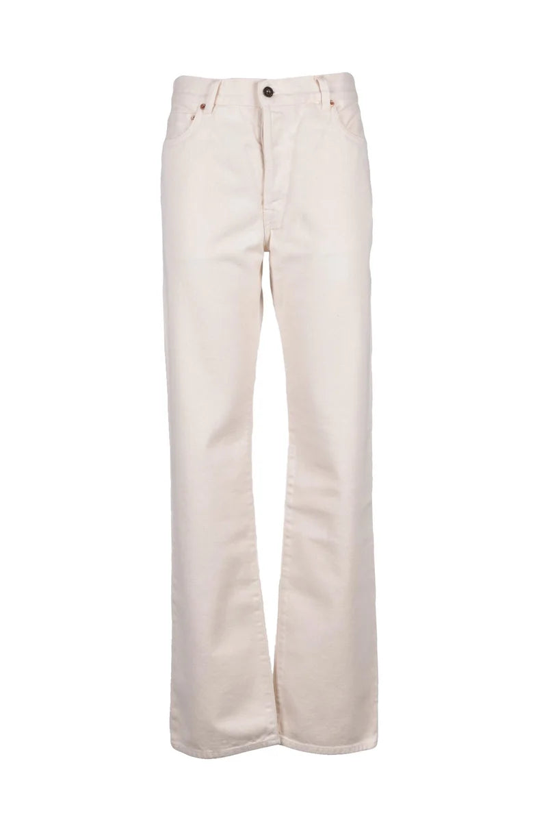 High-Waisted Jeans - Beige