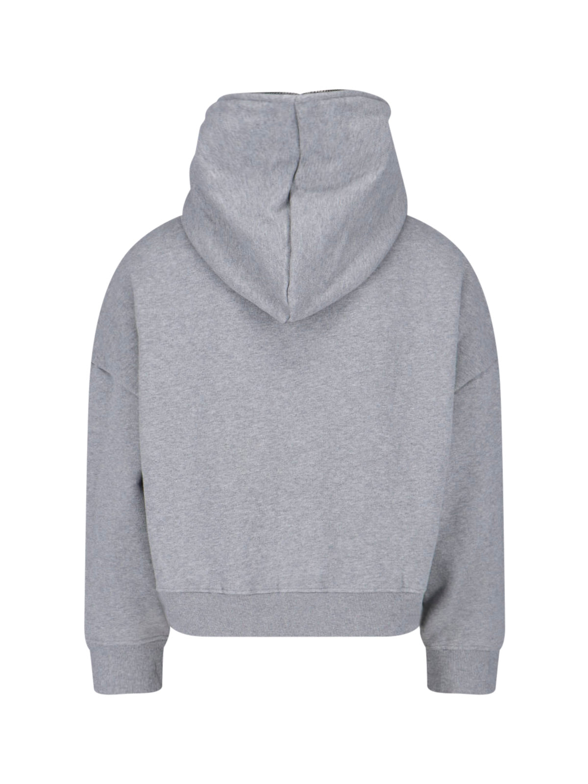 Grey Cropped Roomy Hood Zip-Up Hoodie