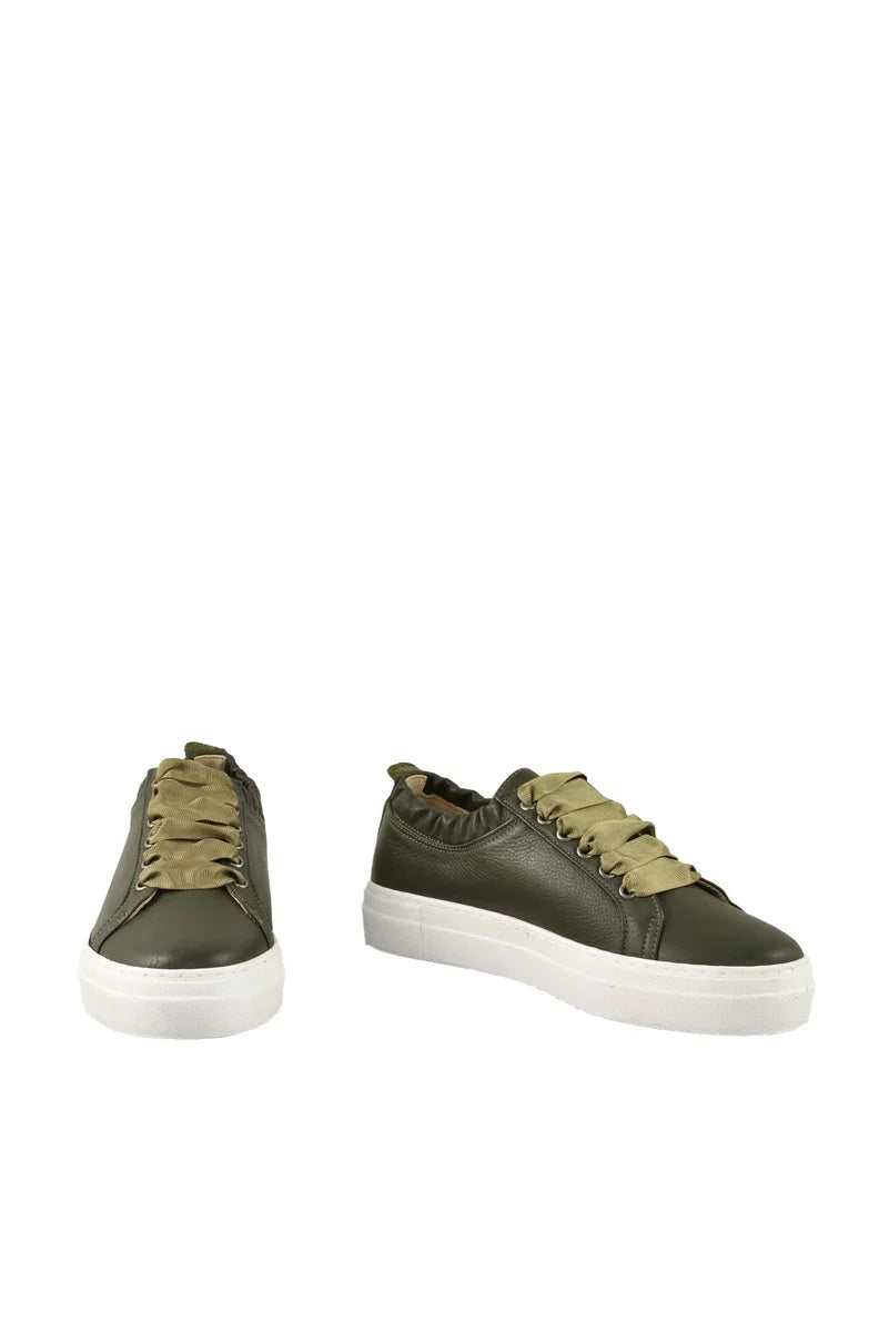 Leather Sneakers - Military Green