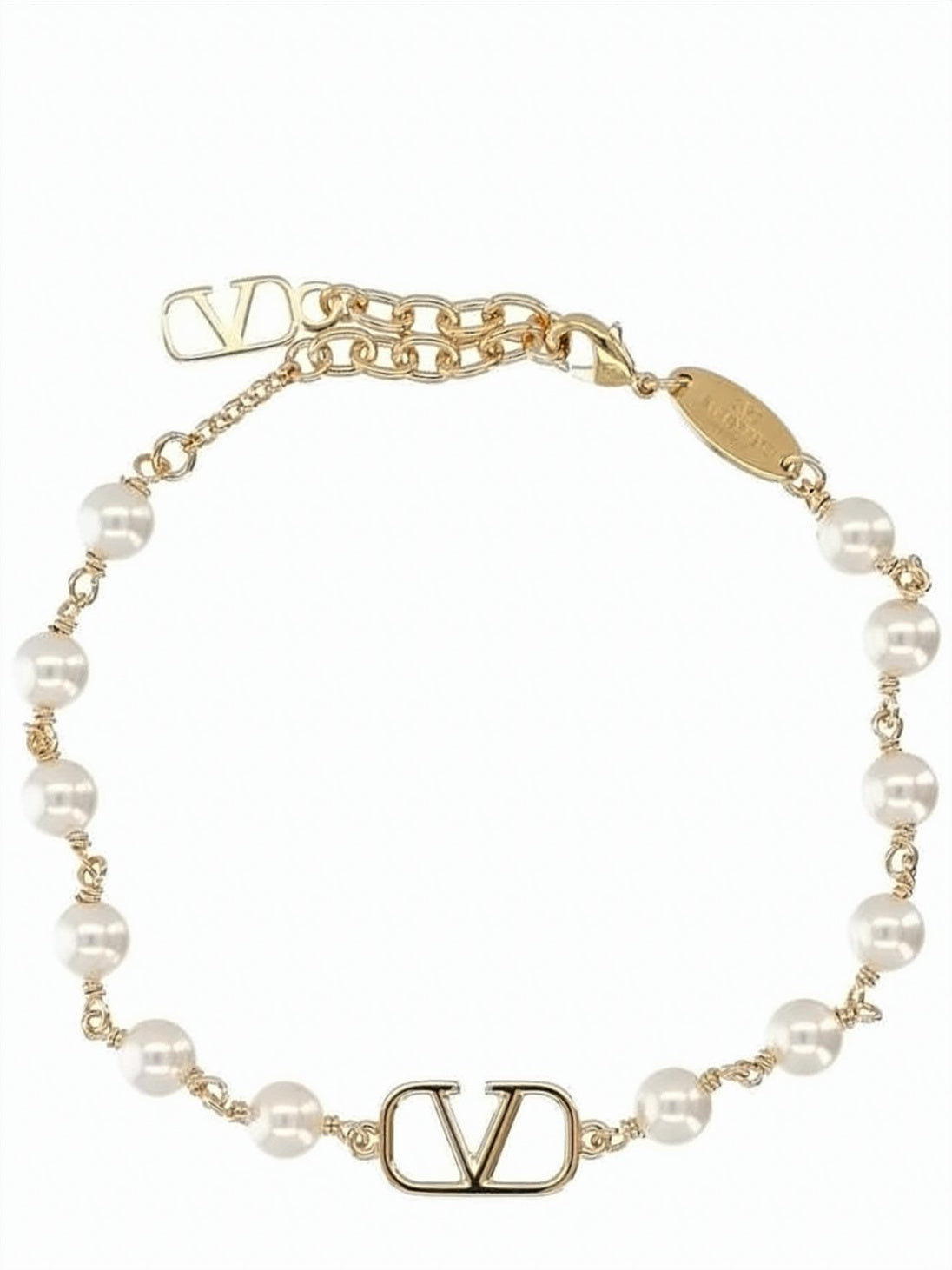 Gold-Toned Brass Bracelet with Pearl Accents