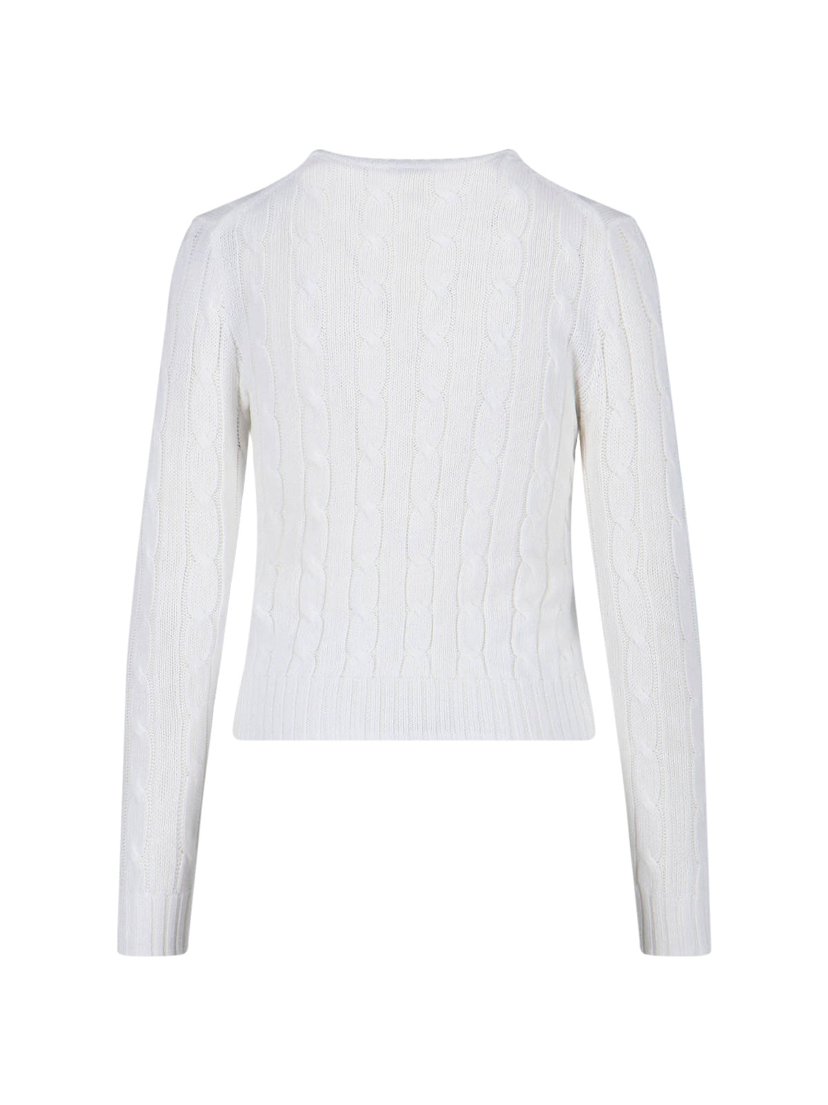 Classic Cable Knit Sweater with Contrast Logo