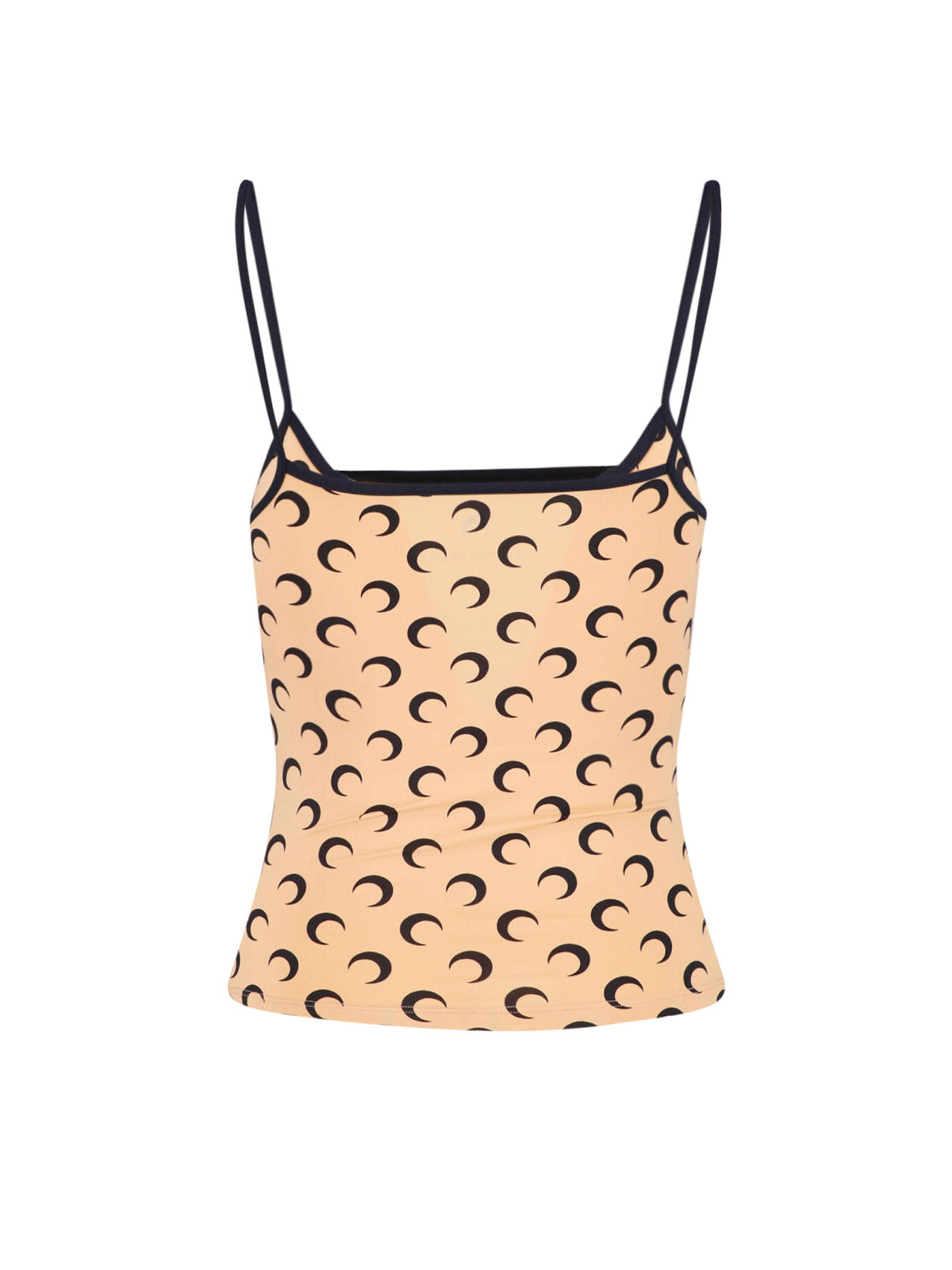 Beige Moon Pattern Fitted Tank Top