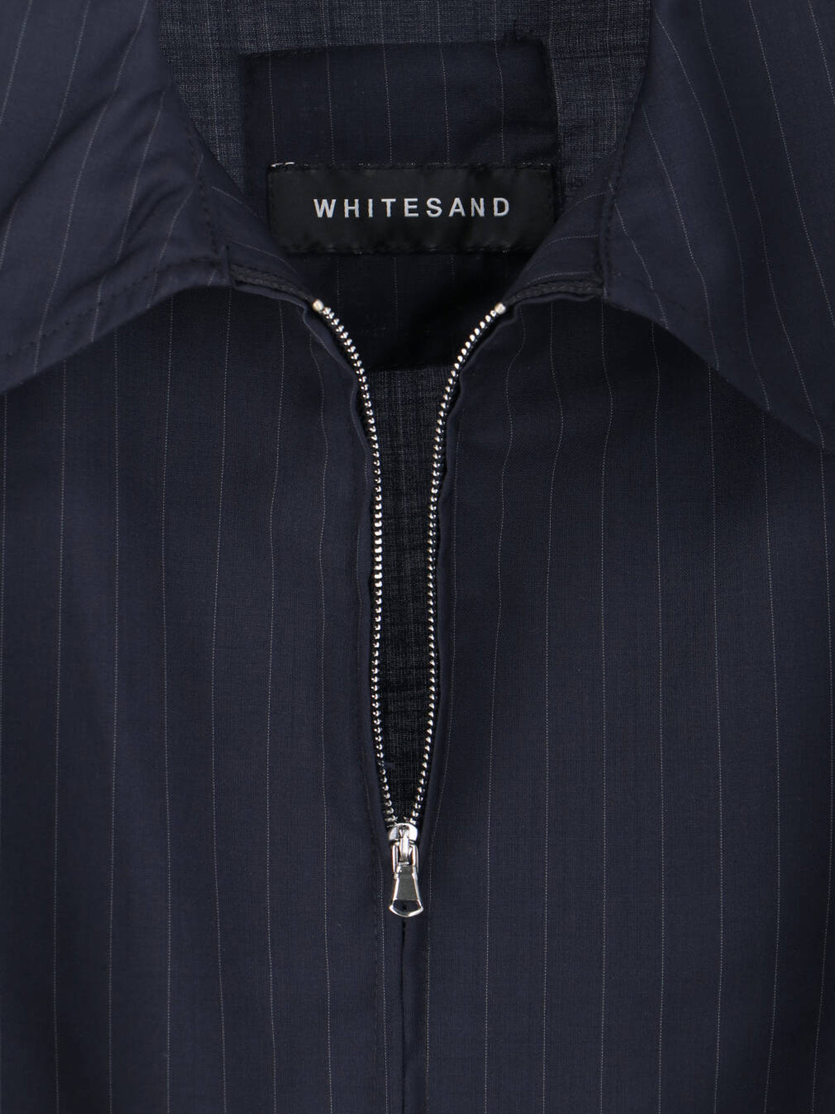Black Pinstripe Virgin Wool Blend Jacket