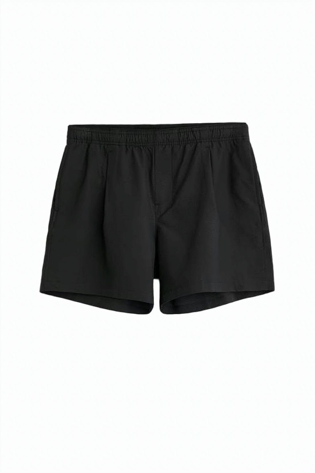 Minimalist Black Shorts With Elastic Waistband And Side Pockets
