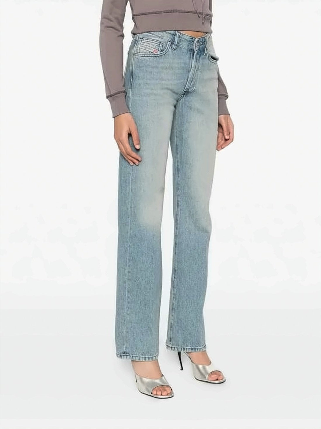 Light Blue Straight-Leg Cotton Denim Pants