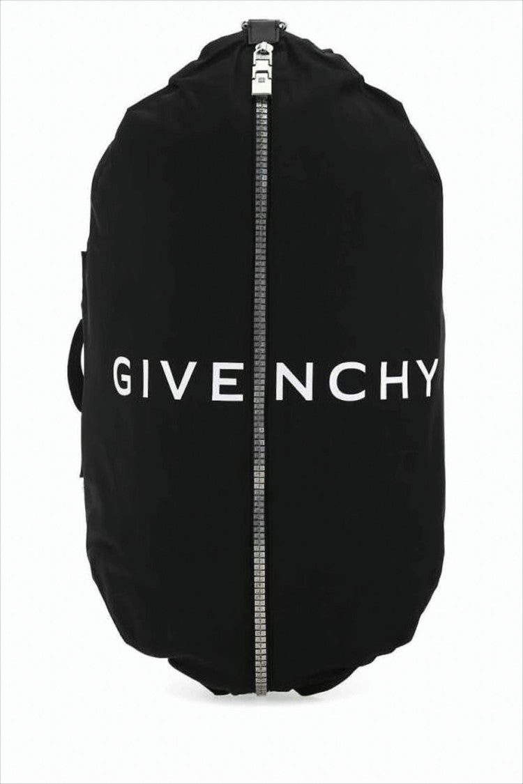 Rounded Black Backpack with Silver Zipper Detail