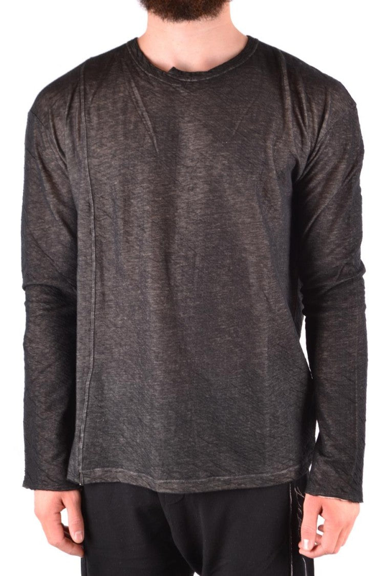 Textured Black Cotton Sweater