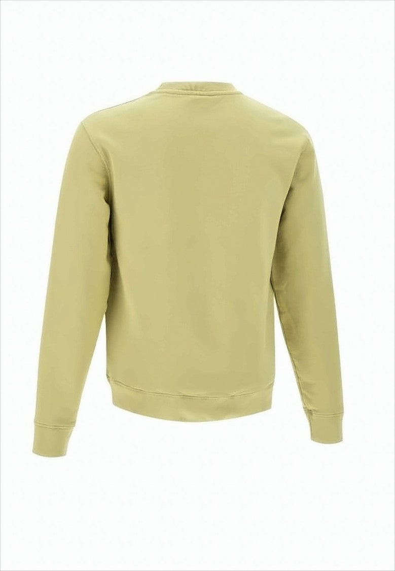 Long-Sleeve Crewneck Sweatshirt In Light Olive With Embroidered Fox Emblem