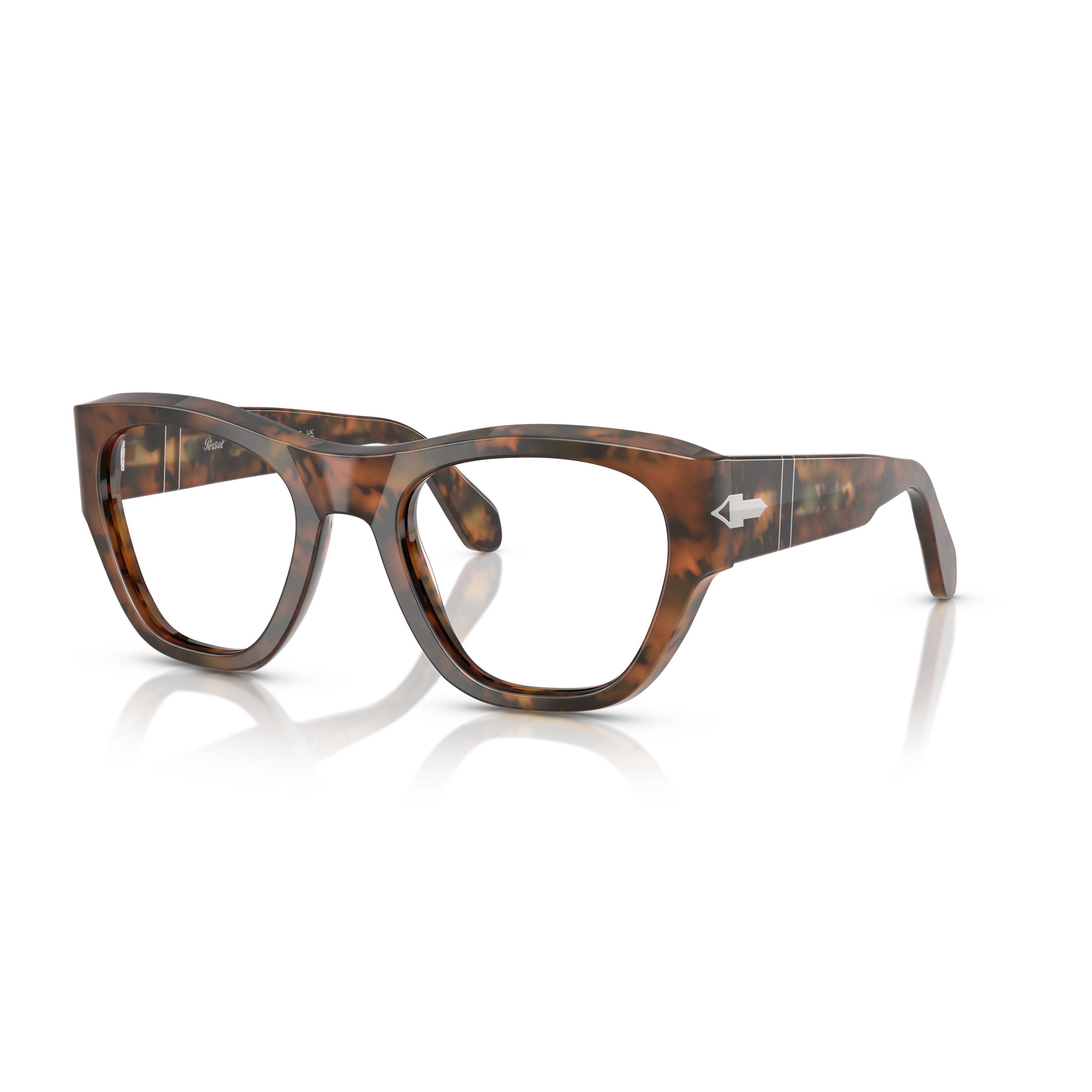 0po0054v Oversized Tortoiseshell Square Frame Eyeglasses with Silver Detail