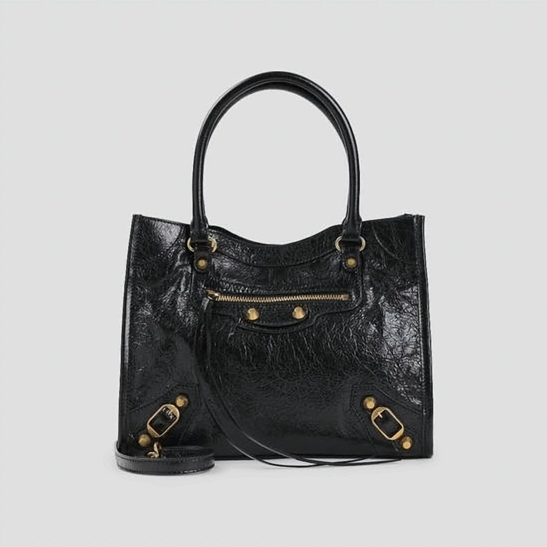 Textured Lambskin Shoulder Bag with Structured Silhouette