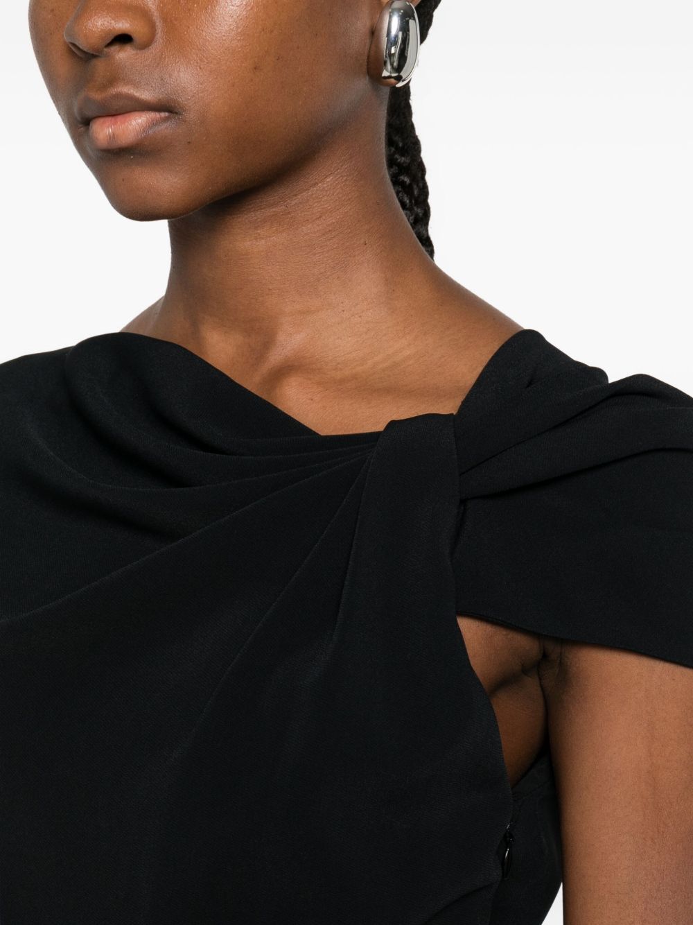 Knee-Length Black Silk and Nylon Dress
