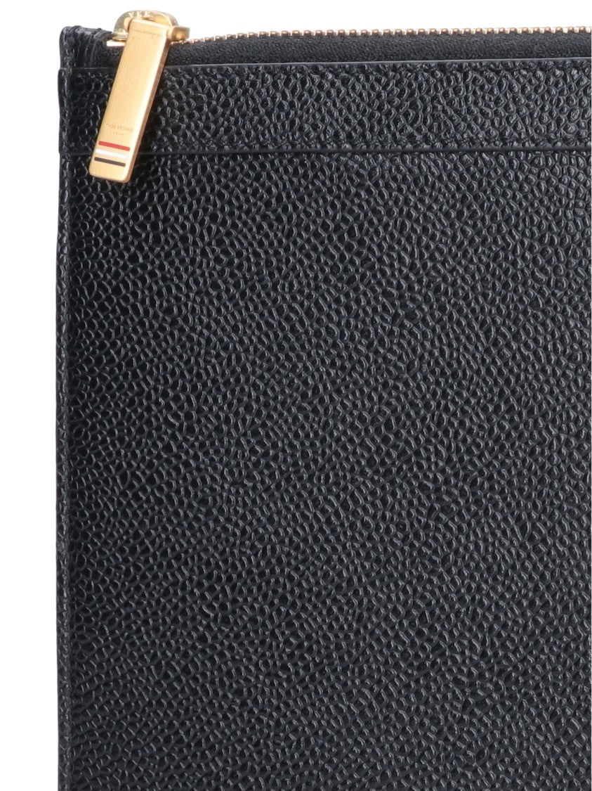 Rectangular Pouch In Hammered Black Leather