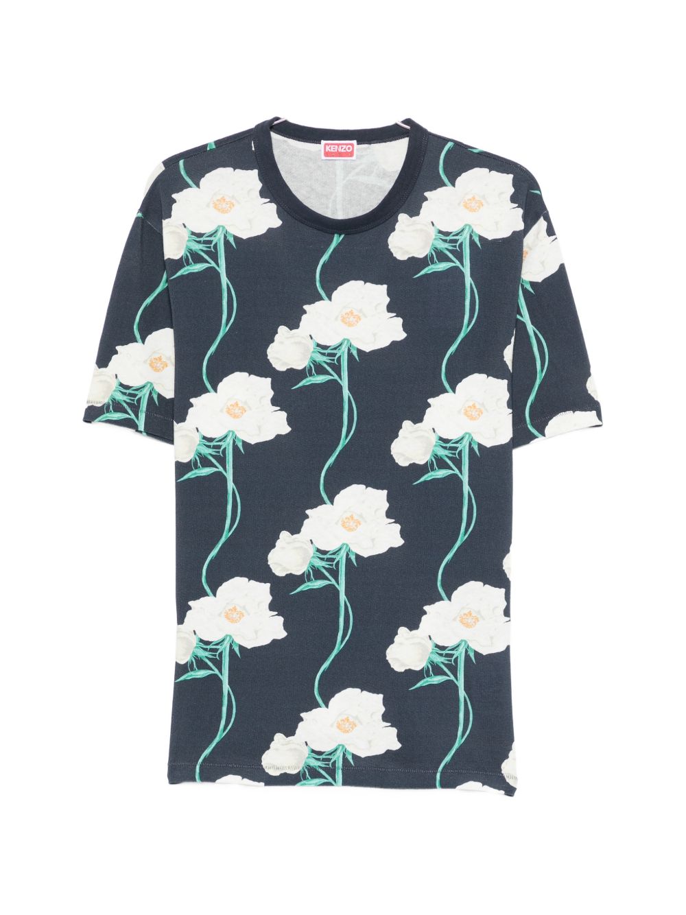 Dark Blue Silk-Nylon Short-Sleeve T-Shirt
