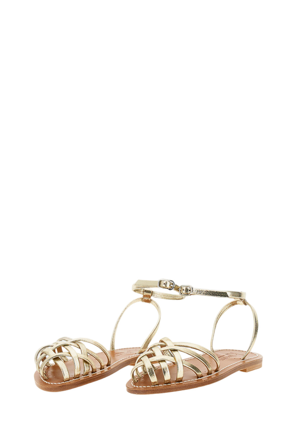 Gold Danaens Leather Cage Sandals