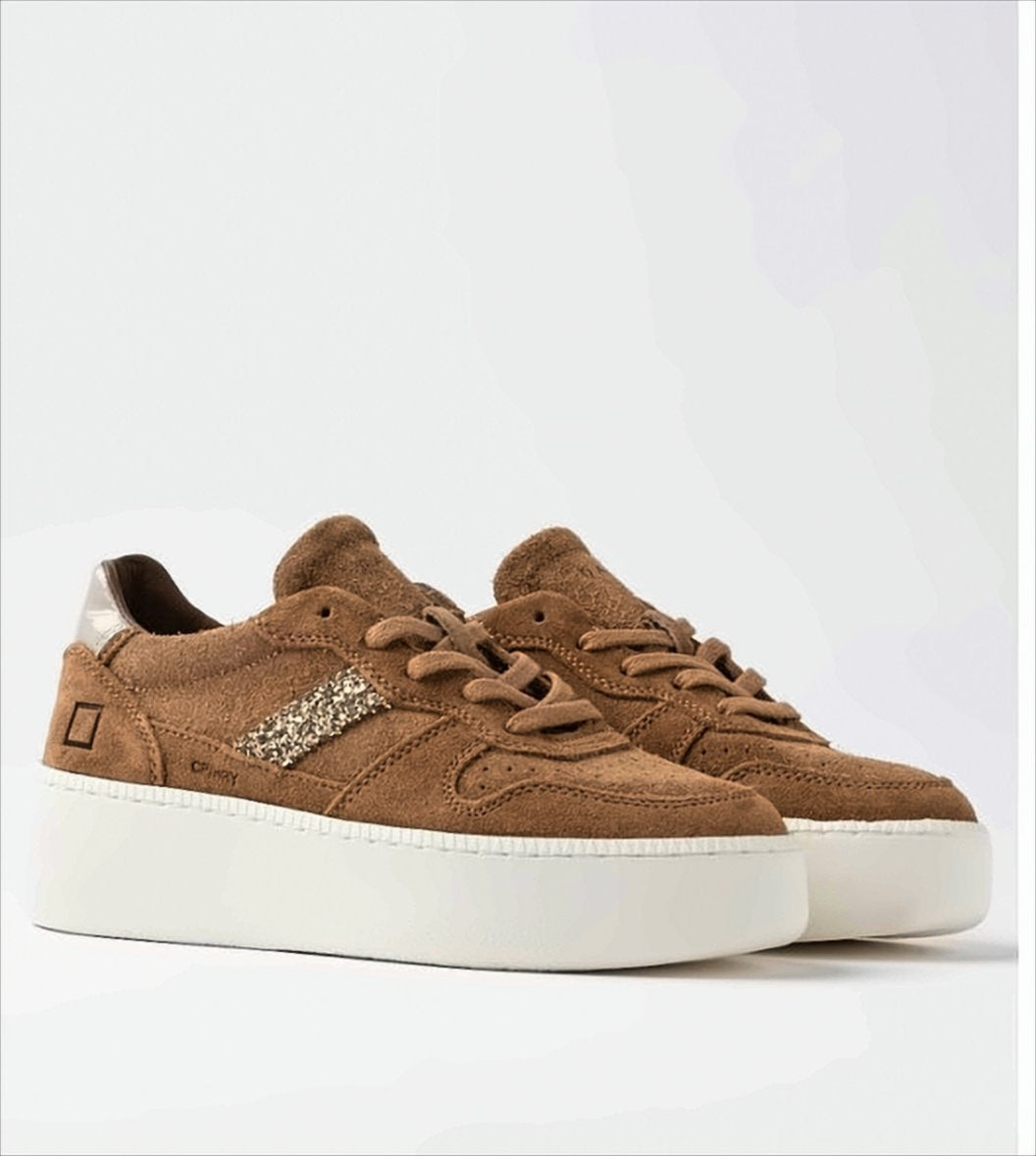 Platform Sneakers With Furry Suede Tongue