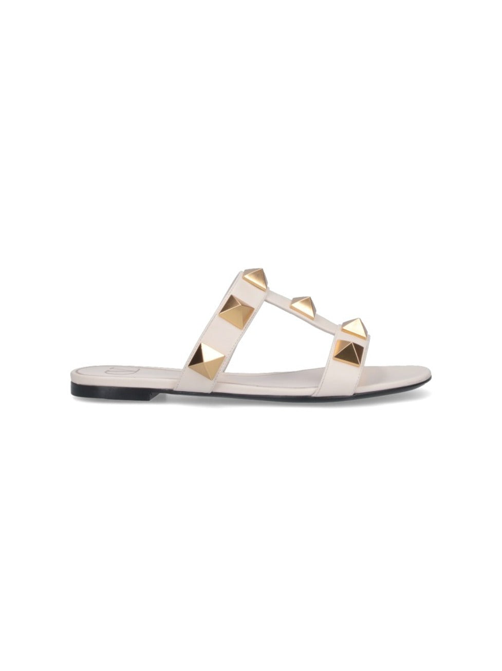 Flat Sandals With Pyramid Gold Studs