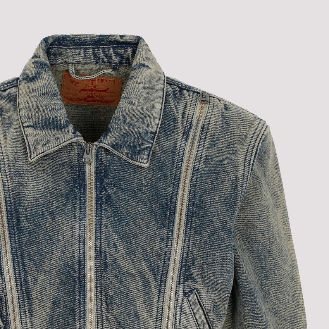 Vintage Beige Tudor Zip Denim Jacket