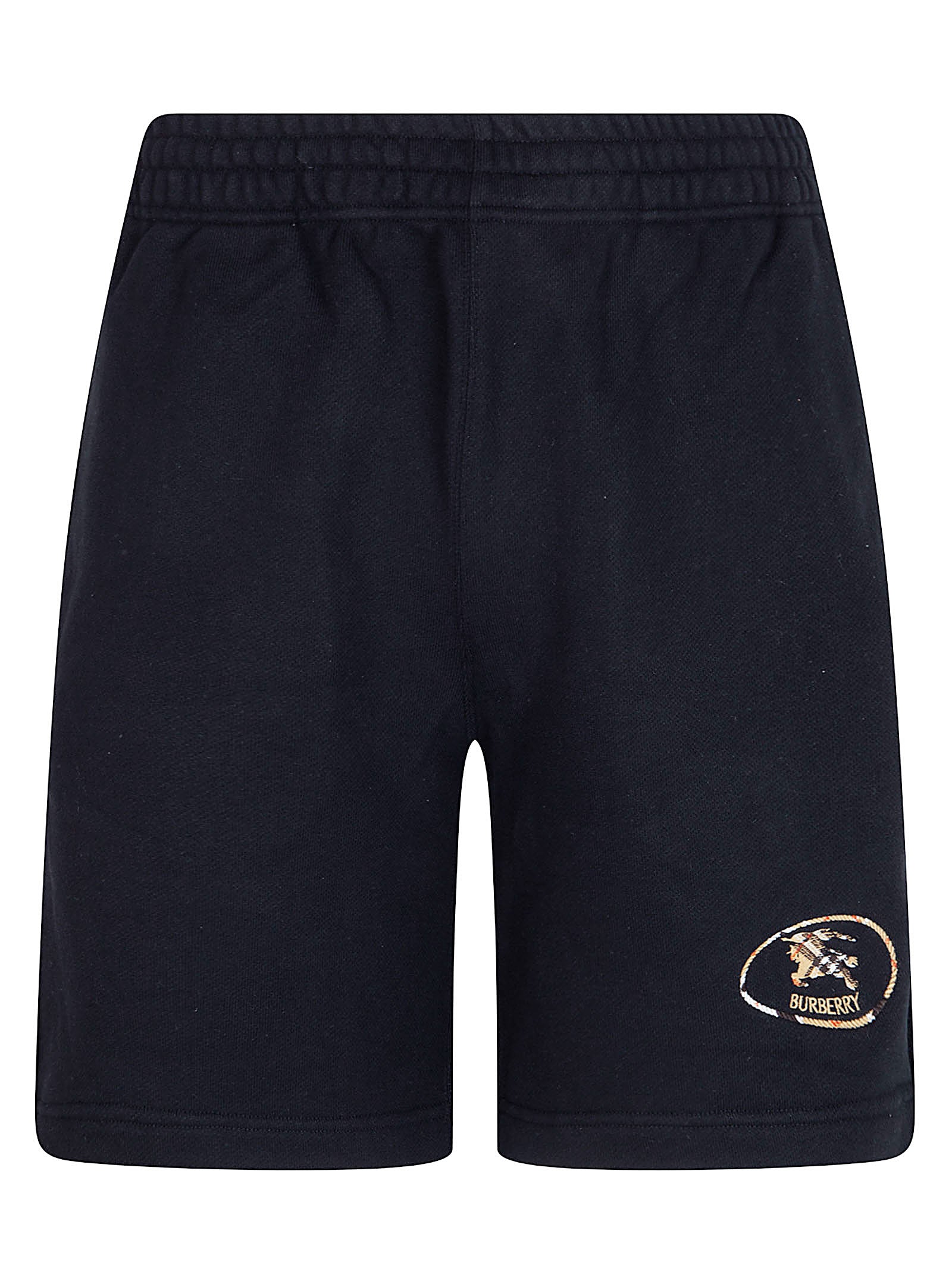 Black Elasticized Shorts with Pleated Pockets and Drawstring