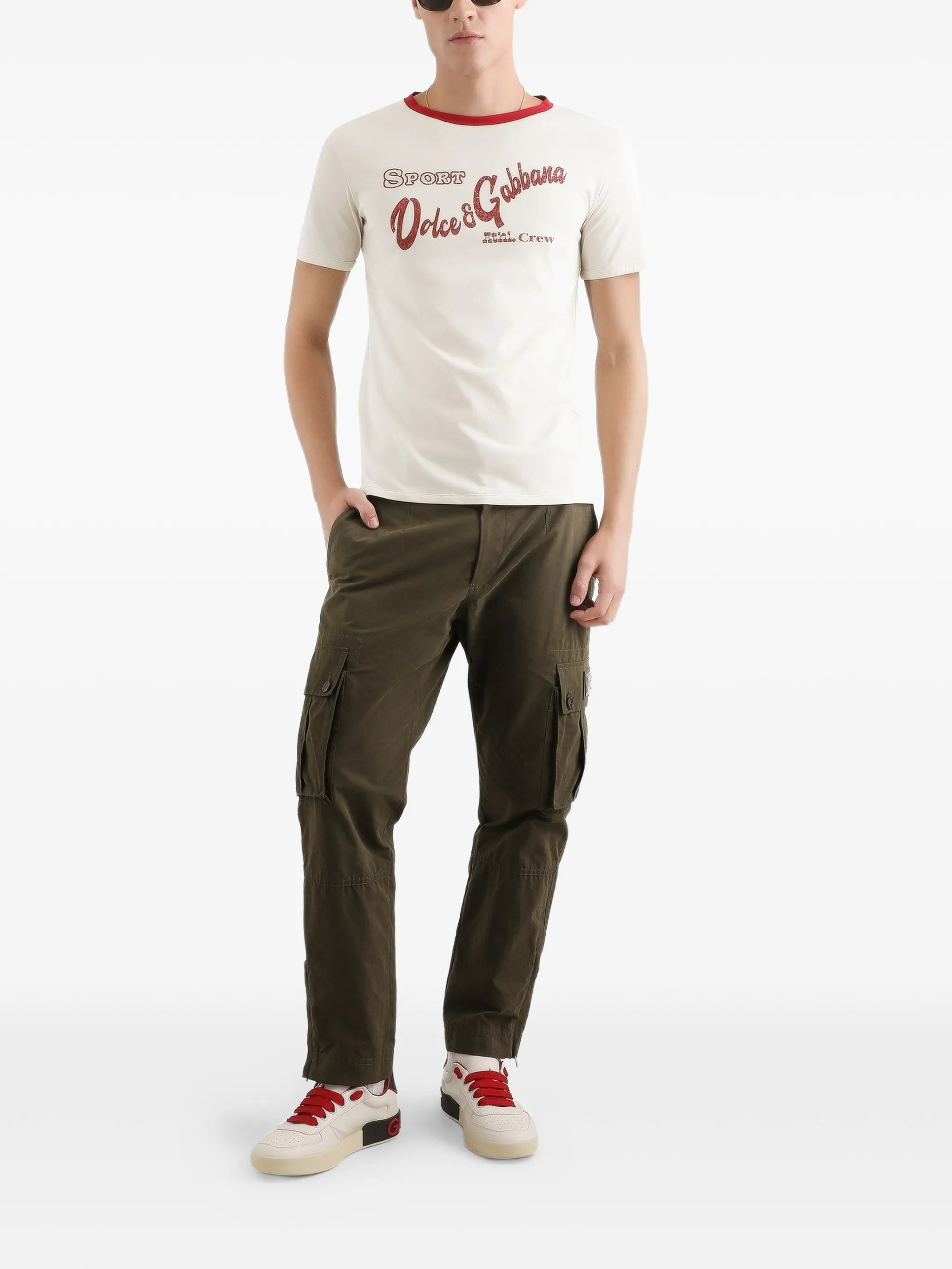 White Crew Neck Cotton Graphic T-Shirt