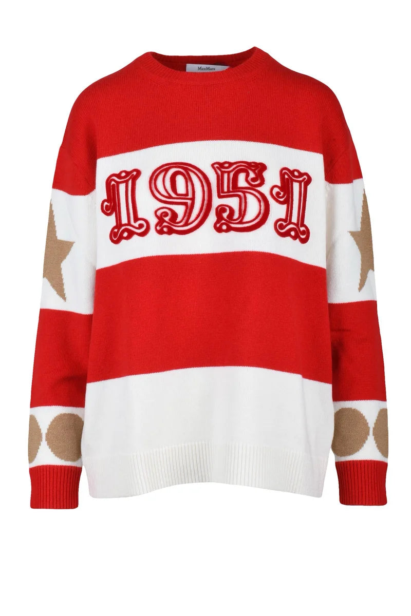 Dirce Raised Detail Sweater - Red/White