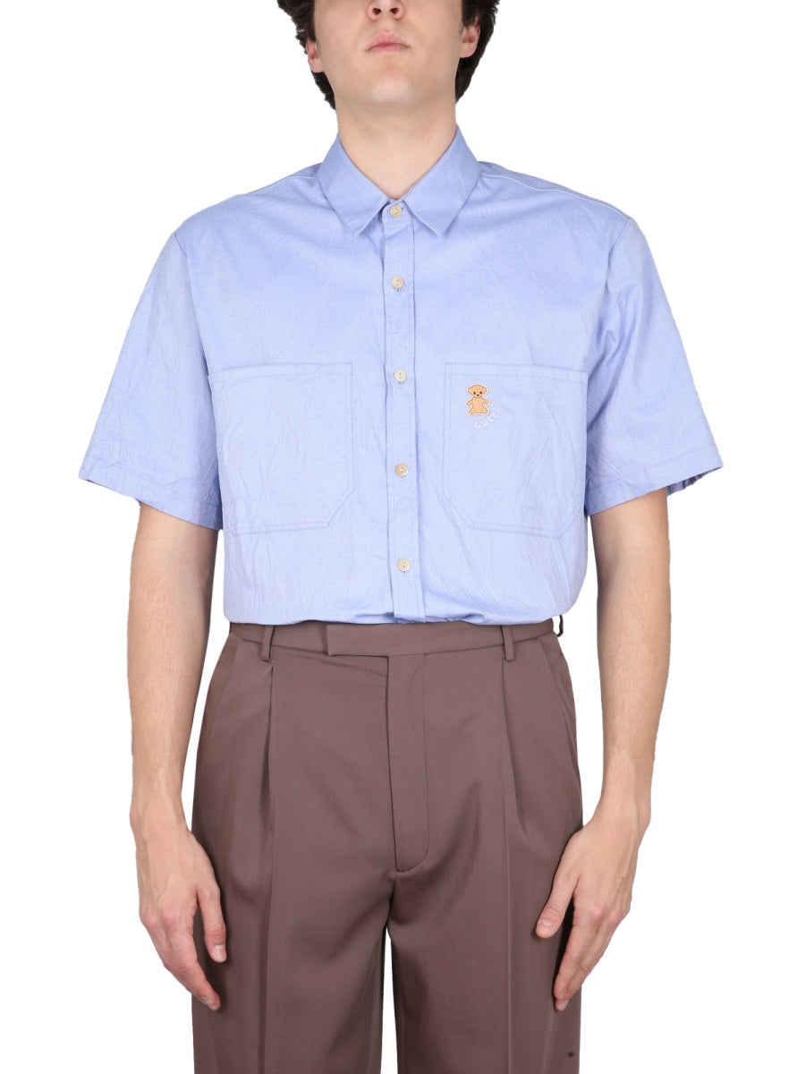 Casual Shirt with Bear Embroidery on Pocket
