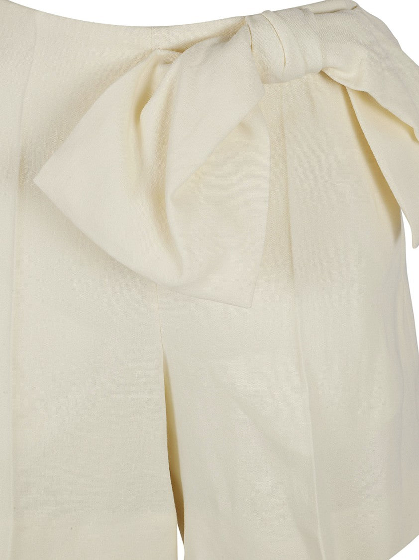 Tailored Linen Shorts With Bow Detail