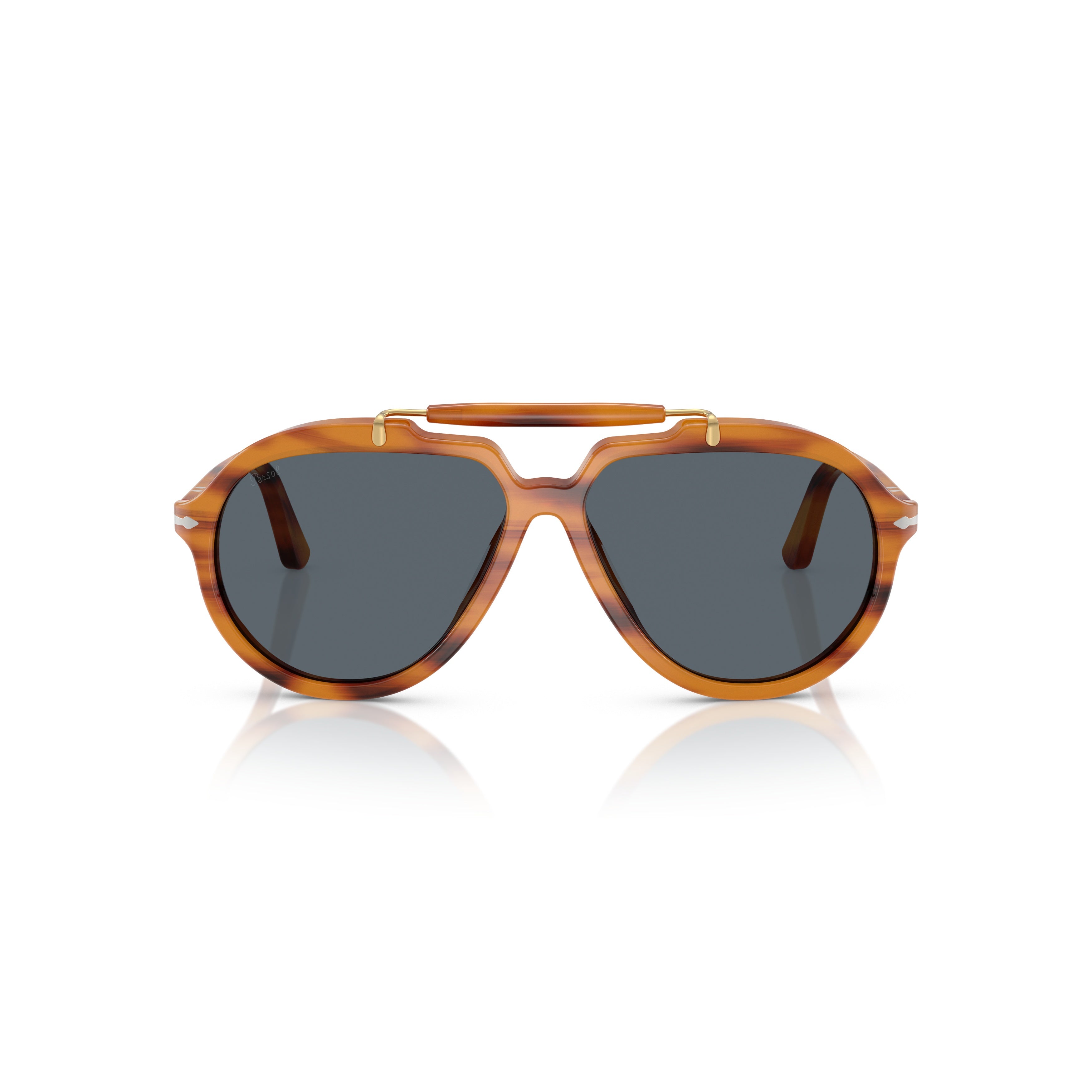 0po0202s Tortoiseshell Aviator Sunglasses with Distinctive Double Bridge