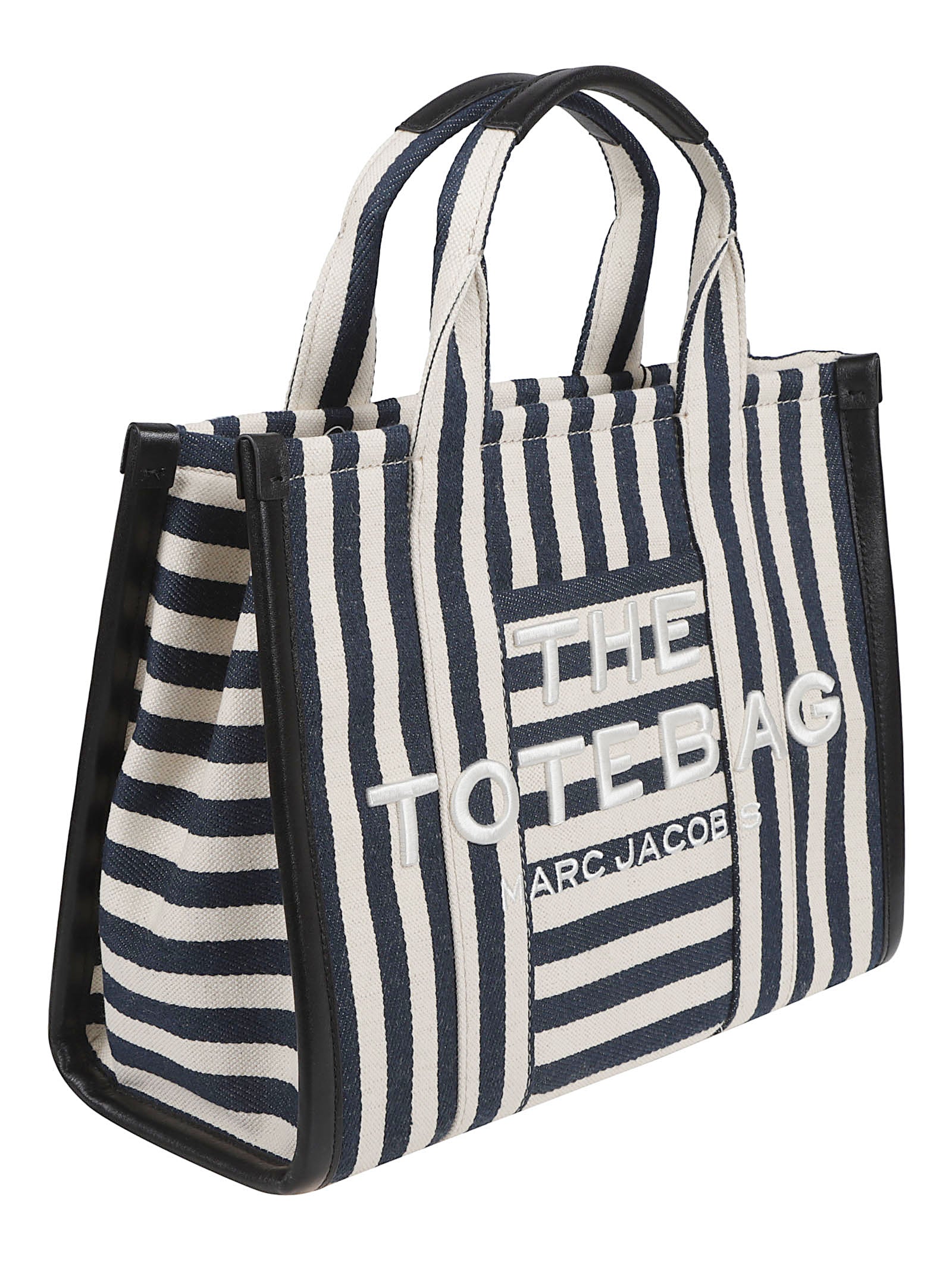 Structured Canvas Tote Bag with Leather Trim