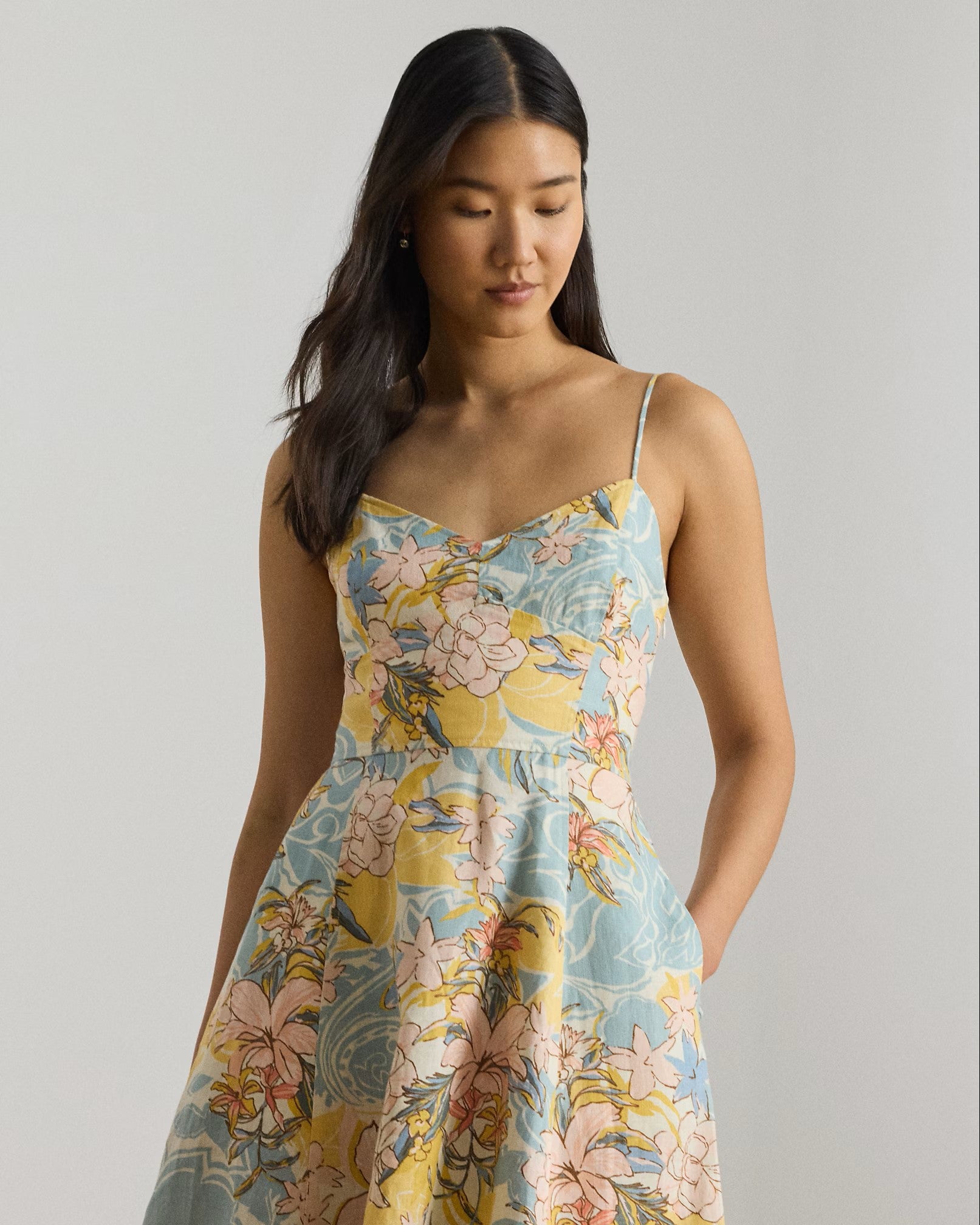 Floral Woven Classic Linen Dress