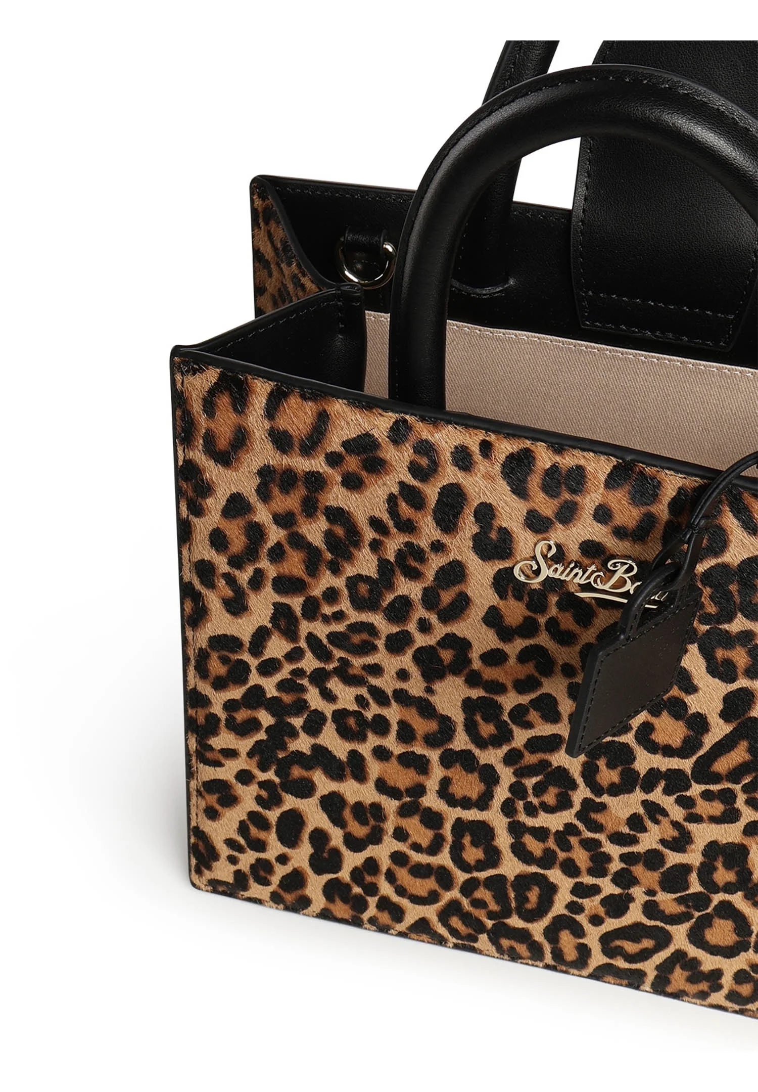 Structured Rectangular Handbag with Bold Leopard Print