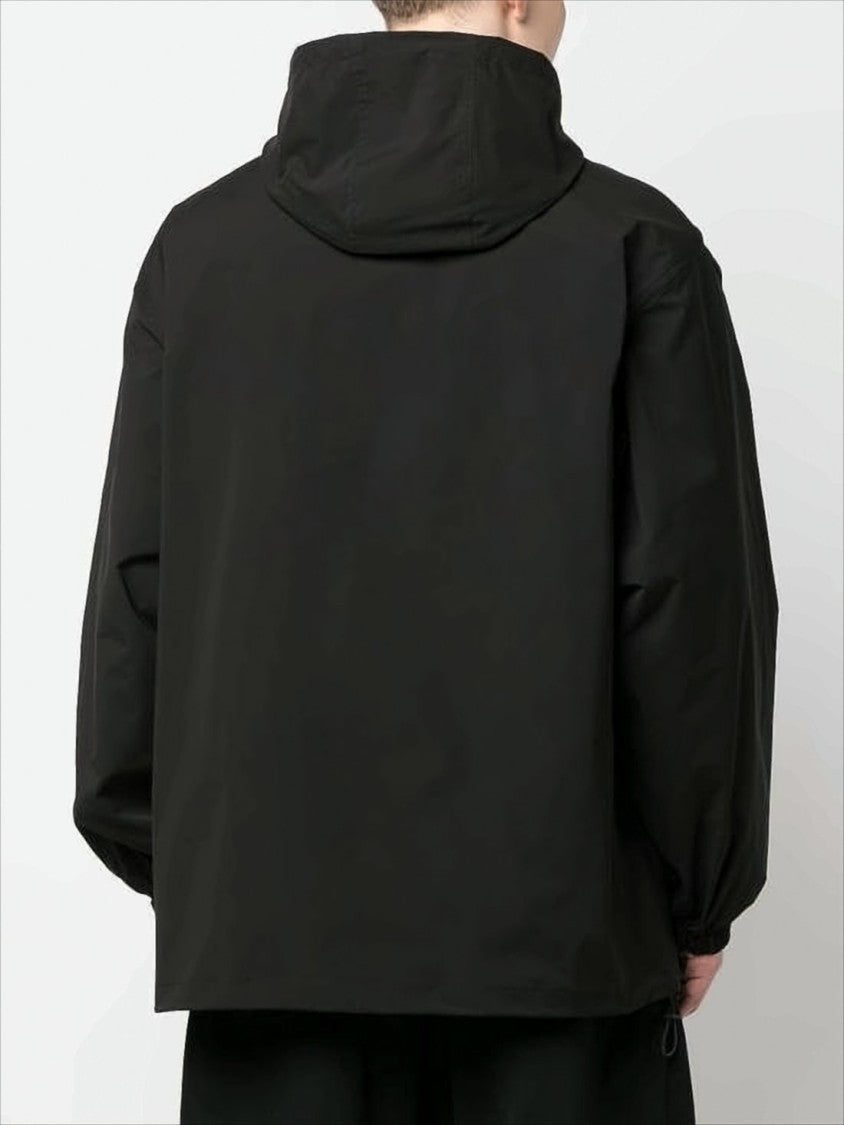 Polyester Black Jacket with Contrasting Zippers