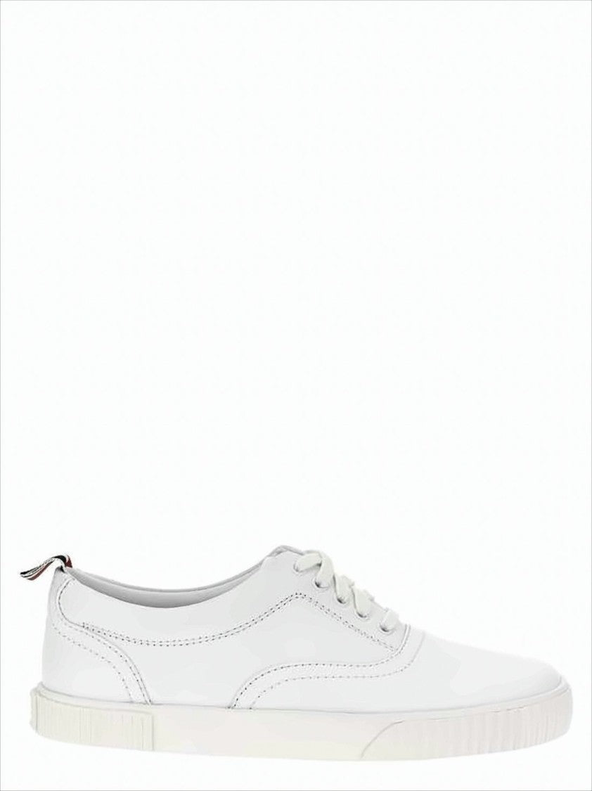 Low-Top Calf Leather Sneakers with Tricolor Pull Tab