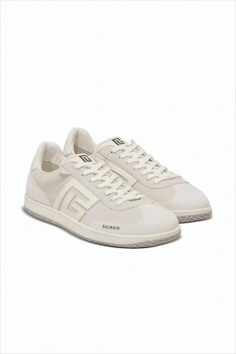 Low-Profile Calf Leather Sneakers with Geometric Logo