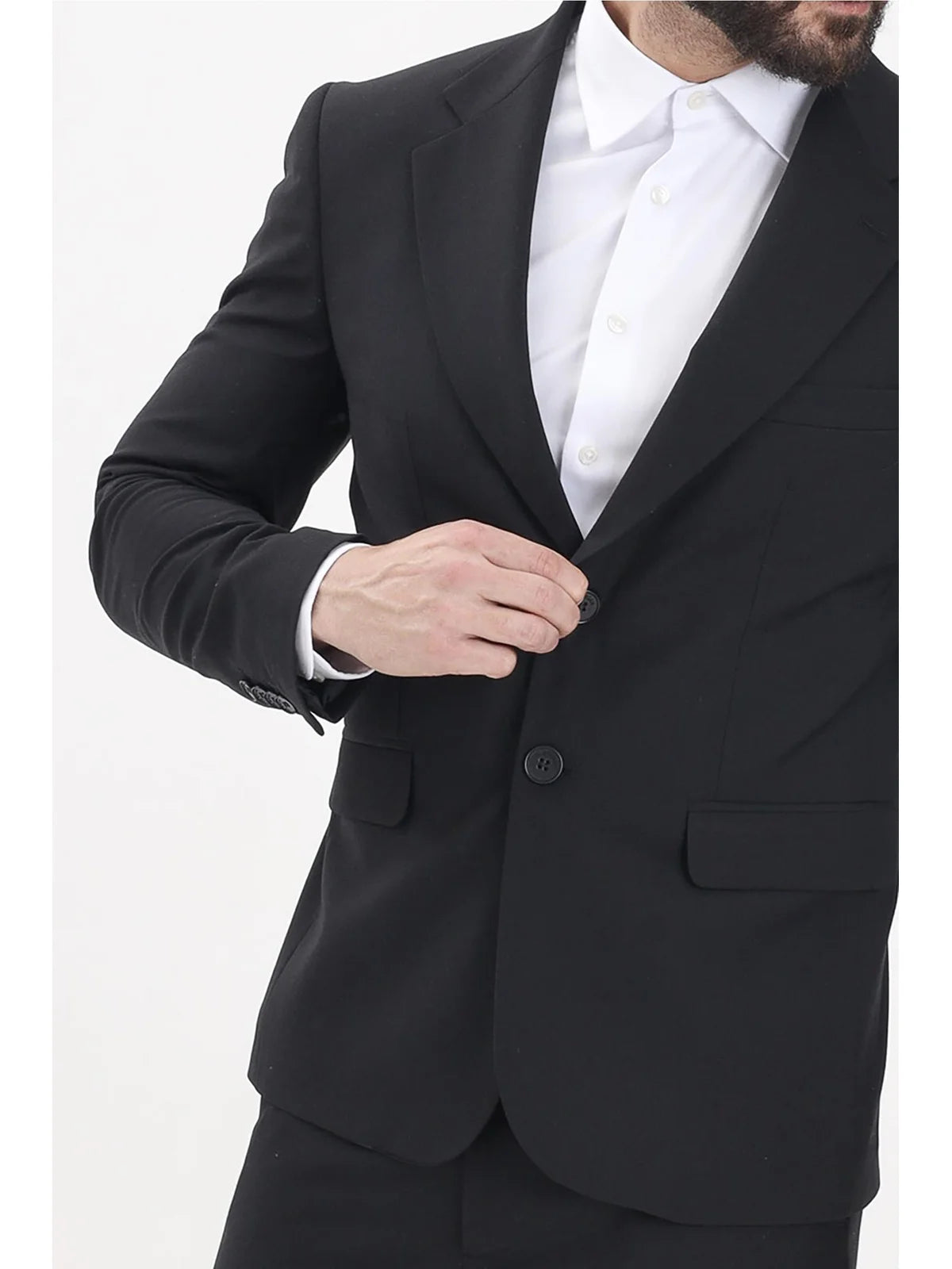 Black Polyester Viscose Elastane Rounded Jacket