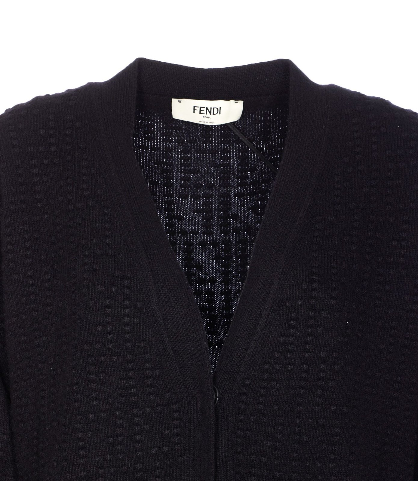 Textured Knit Cardigan with Deep V-Neckline