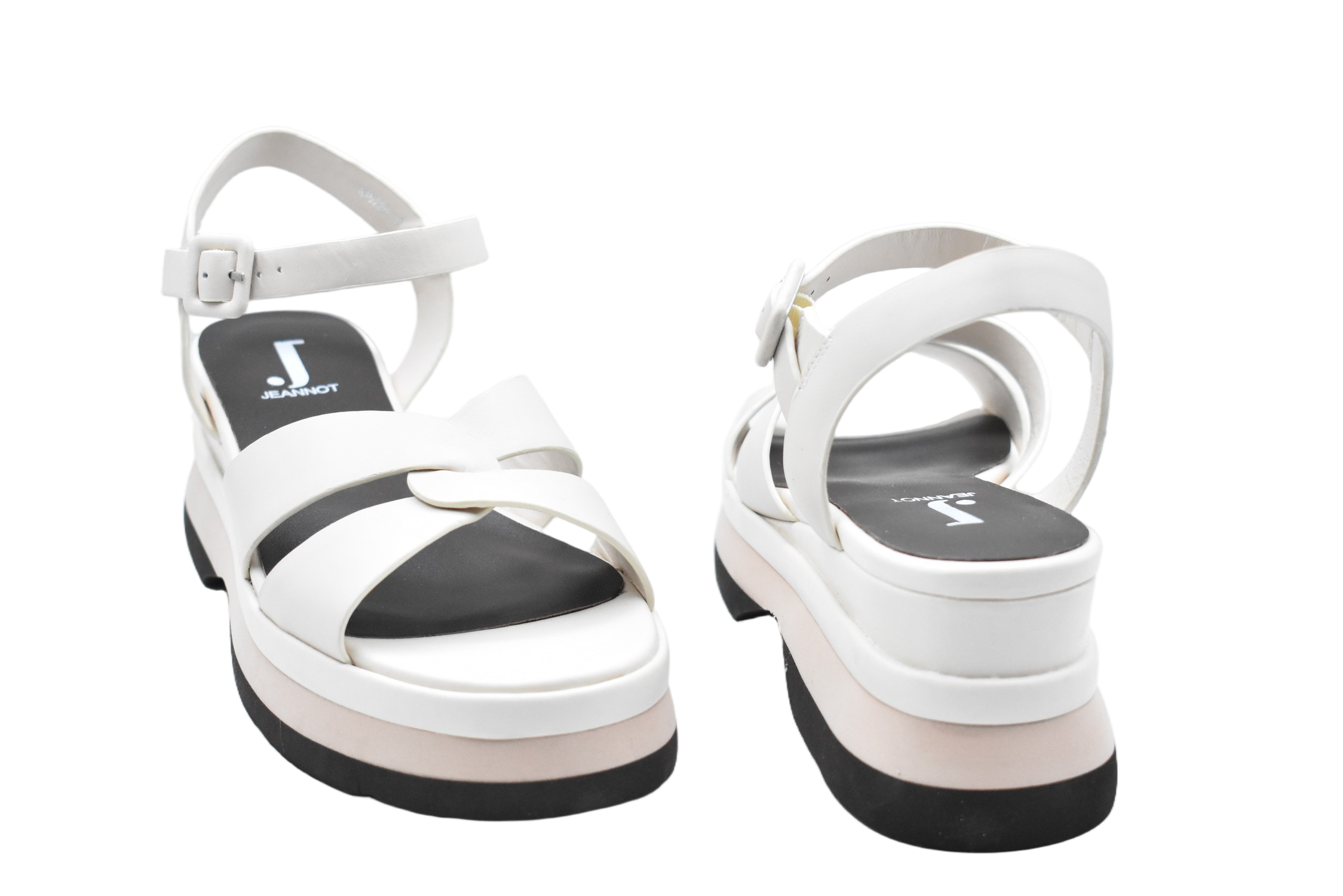 Off-White Leather Strap Wedge Sandals