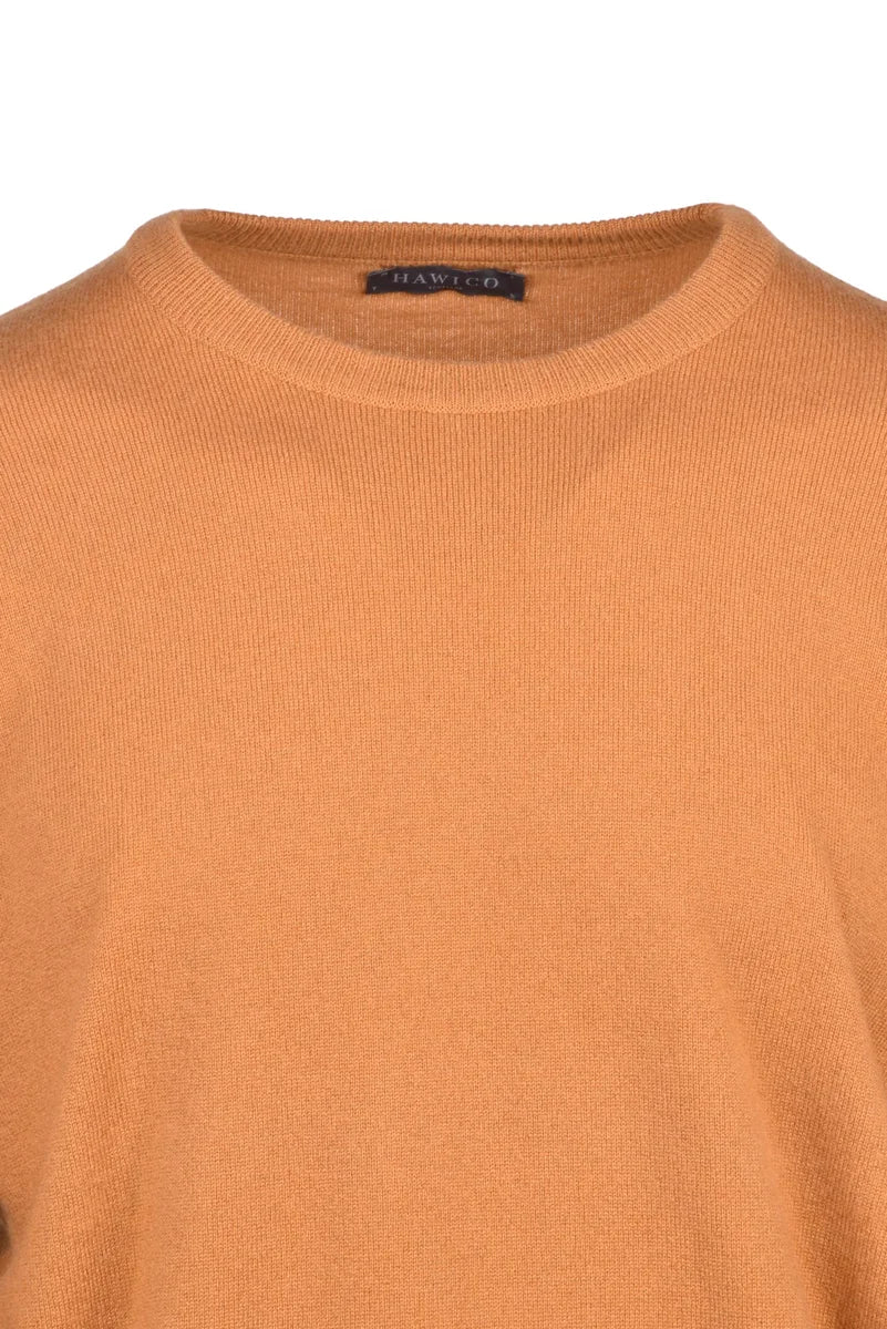 Crew Neck Cashmere Pullover - Black/Orange