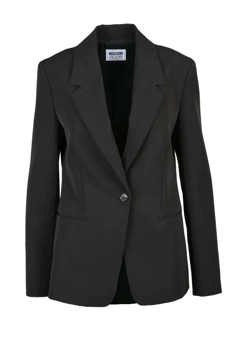 Structured Black Blazer with Single-Button Closure
